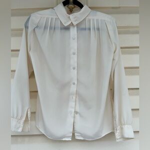 Vintage Susan Hutton cream long sleeved sheer button down blouse, elegant, 8